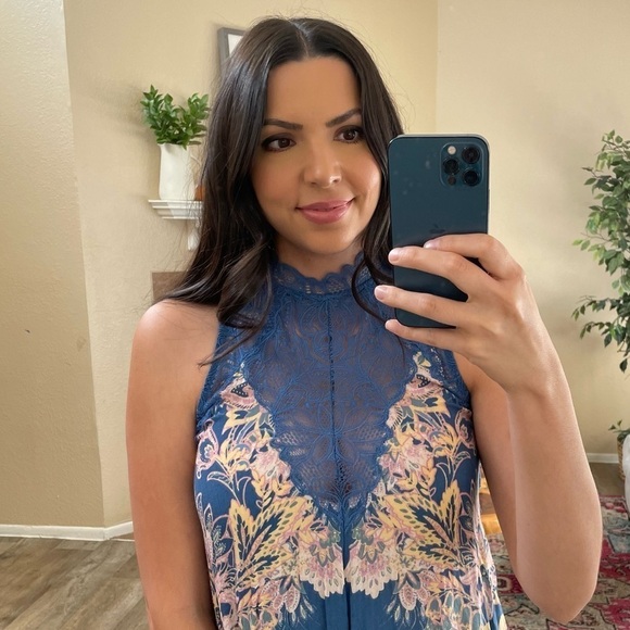 Free People Marsha Printed Lace Neck Tunic - Picture 3 of 6